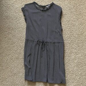 POPSUGAR Black and White Polka Dot Drawstring Mini Dress